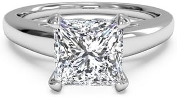 2.00 Ct Diamond Engagement Ring Solid Princess Cut 14K White Gold Size K