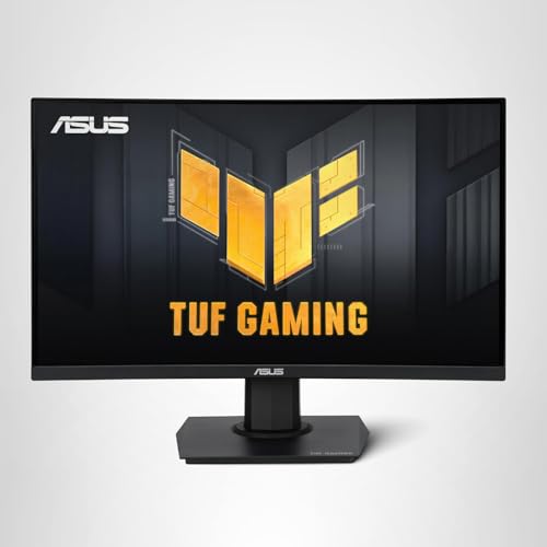 Monitor curvo ASUS TUF Gaming de 24" (23,6 pulgadas visibles) (VG24VQER) - FHD, 180 Hz, 1 ms, DCI-P3 90 %, sincronización de desenfoque de movimiento extremadamente bajo, FreeSync, Shadow Boost, cuidado de los ojos, DisplayWidget Center, garantía de 3 años