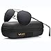 LUENX Aviator Sunglasses Men Women Polarized with Case - UV 400 Non-Mirror Black Lens Metal Black Frame 60mm