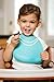 Make My Day Soft Silicone Baby Bib Blue/White with Pearls