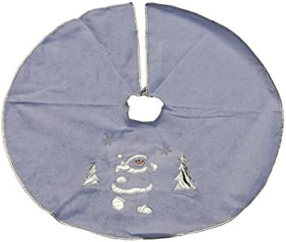 Soft White Holiday Christmas Tree Non-Woven Skirt with Snowman Design - 36"