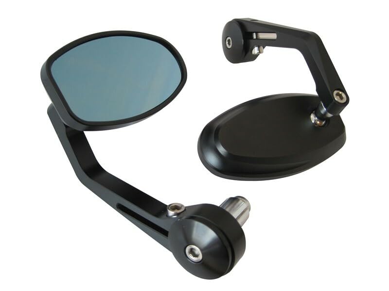 Motorcycle Bar End Mirrors Convex Rear Side View Wing for 22mm 7/8 inch Handlebars including Renthal 360° Rotatable Easy Fit