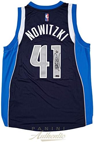 DIRK NOWITZKI Autographed Dallas Mavericks Navy Blue Adidas Jersey PANINI