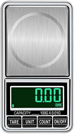 Digital Pocket Scales High Precision KingTo Pocket Cooking Scale Stainless Steel Mini Food Electronic Scales Jewelry Scale Gold Diamond Balance Scale 1000g/0.1g USB Powered
