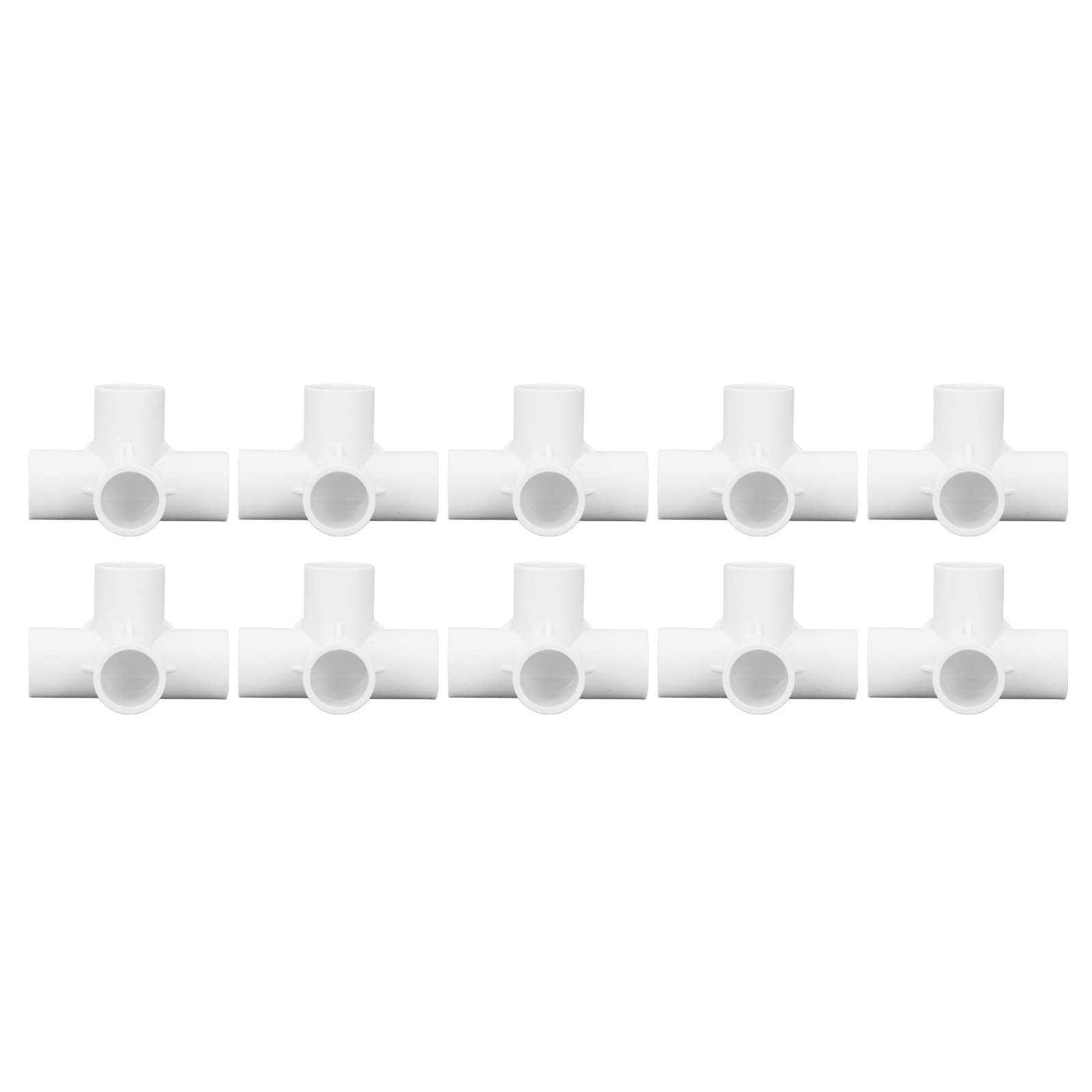 PVC Pipe Fittings, 4 Way Connector, 25mm Inner Diameter, White, 10 Pieces, Furniture Grade Plastic Elbow Tee Corner Fittings