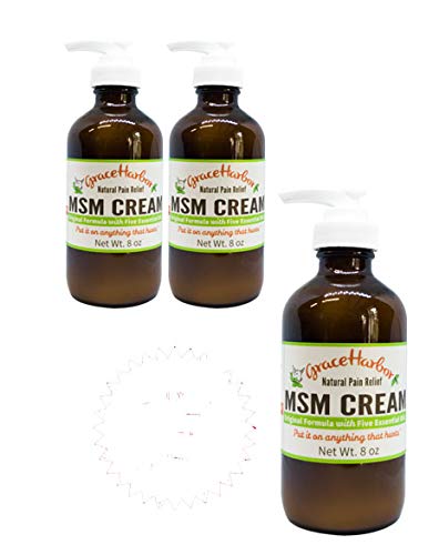 Three 8 Ounce Bottles MSM Cream, (All Regular with Five Essential Oils)