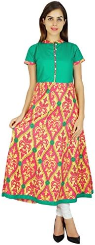 Amoghah Multicolour Women Cotton Anarkali Kurti Indian Flaired Blouse Kurta Gift