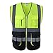 JKSafety 7 Pockets High Visibility Zipper Front Safety Vest With Reflective Strips.Meets ANSI/ISEA Standards(130-Yellow-Black M)