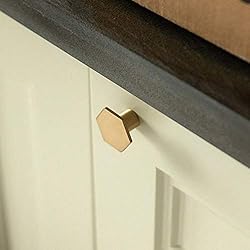 Solid Brass Hexagon Kitchen Cabinet Knobs and Pulls