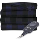 Sunbeam Heated Throw Blanket (Navy Plaid)