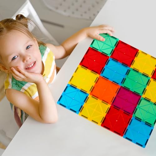 FNJO Magnetic Tiles, 110 Pieces Magnetic Building Set, Magnetic Blocks, Stem Montessori Educational Toy for Boys/Girls 3+ Years Old