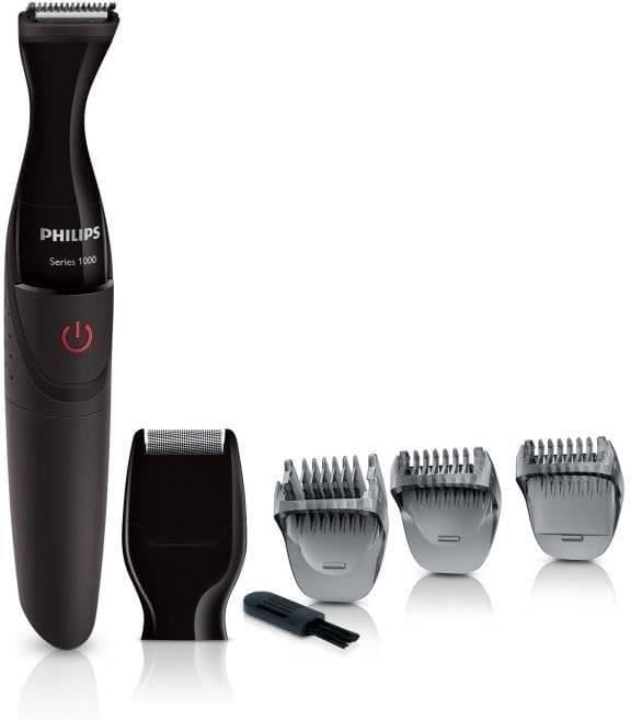 MG1100 / 16 Recortadora de precisión 3 peines de barba y mini afeitadora - con pilas