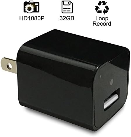 Camfor Hidden Camera USB AC Wall Charger Adapter HD 1080P Nanny Home Security Camera Loop Recording within 32GB Internal Memory CMC01