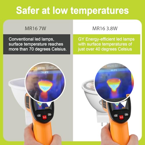 GY GU5.3 MR16 12V Spotlight LED Bulb 3.8W, Equivalent 60W Low Consumption, Warm White 2700K, 663 Lumens, Narrow Beam Angle 36° Spotlight, Non-Dimmable, Pack of 12