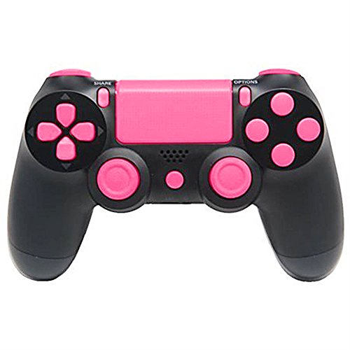 ElementDigital 15Pcs PS4 Replacement Shell Full Buttons, Thumbsticks Thumb Grip + D-pad For Sony Playstation 4 Controller (Pink)