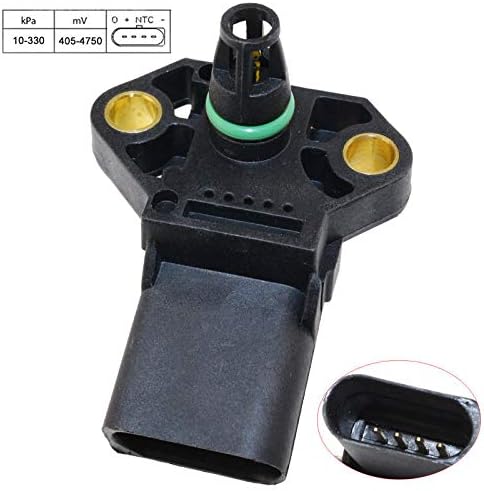 IVOK Set Of 1PCS Black 4Pin 3 Bar MAP Sensor For VW Audi Mk4 Mk5 TDI Golf Jetta Beetle Passat Turbo '99-05 038906051 038906051C 038-906-051C 038 906 051 C 0281002401