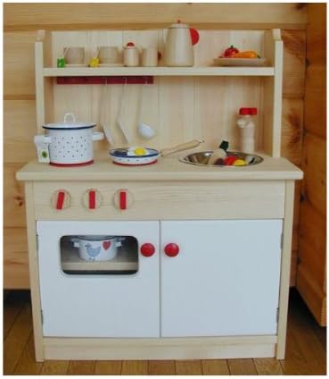 Amazon ままごとキッチン キュートタイプ ナチュラルホワイト ポイント赤 調理器具 食器 おもちゃ