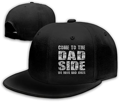 Michgton Come to The Dad Side We Have Bad Jokes Unisex Snapback Flat Bill Baseball Cap Black