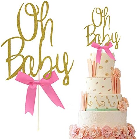 Maygone Glitter Gold Oh Baby Cake Topper Birthday Baby Shower Cake Cupcake Decoration