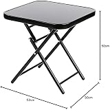 Taylor & Brown 50cm Folding Drinks Side Table - Black Tempered Glass view 3