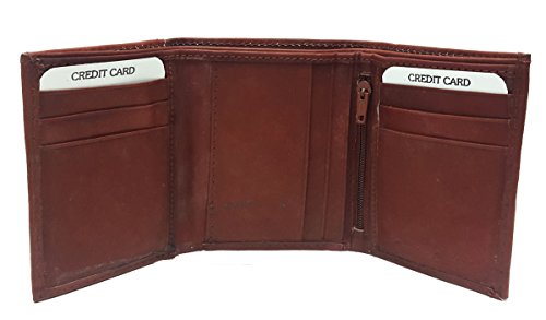 Elegant Men's Genuine Leather Burgundy Color Trifold wallet