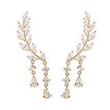 CZ Crystal Leaves Ear Cuffs Climber Earrings Sweep up Ear Vine Wrap Pins 1 Pair