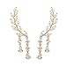 CZ Crystal Leaves Ear Cuffs Climber Earrings Sweep up Ear Vine Wrap Pins 1 Pair