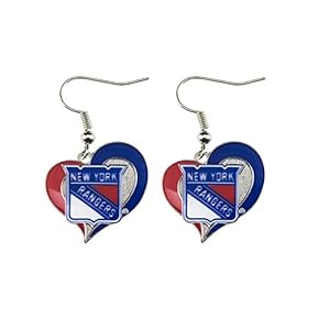 Aminco NHL New York Rangers Swirl Heart Earrings