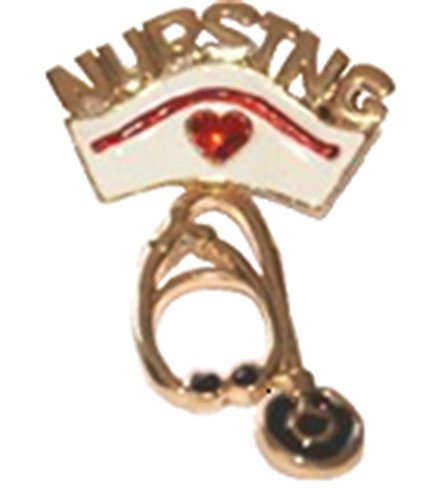 Nursing Tac Pin with Cap and Stethoscope