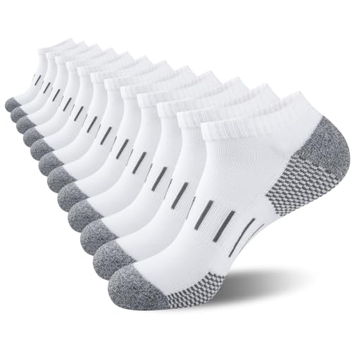 Heatuff Mens Athletic Ankle Socks Moisture Wicking Cushion Running Low Cut Sock 6 Pack