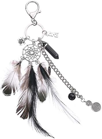 Laileya Girls Boho Bag Key Rings Keyholder Bohemian Feather Dream Catcher Pendant Women Keychain Ladies