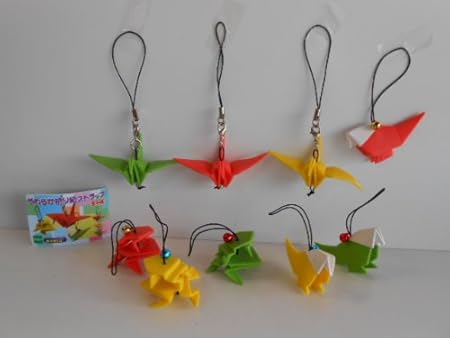 Amazon やわらか 折り紙ストラップ フルコンプ 全9種 マスコット 鶴全9種 1 鶴 カニカン付き 赤 2 鶴 カニカン付き カプセル玩具 おもちゃ