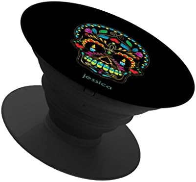 Multi Function Cell Phone Holder Finger Holder Expanding Stand and Grip Pop Mount Sockets for smartphone and tablet(black)-colorful sugar skull burning candles