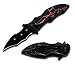 Rogue River Tactical Red Black 8 Inch Assisted Open Folding Pocket Knife Hunting Camping Tactical Batman Design Handle Dark Knight Glass Breaker Bottle Opener Utility Belt Clip