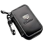 Wall Stickz Black Leather Car Key Case Remote Control Package Auto Key Chains fit Cadillac Accessory