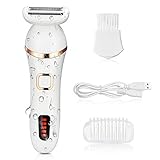 AUCEE Electric Razor for Women, Wet & Dry Rechargeable Cordless Bikini Trimmer for Women Painless Womans Electric Shaver Body Hair Remover for Legs, Underarms with LED Battery Life Display