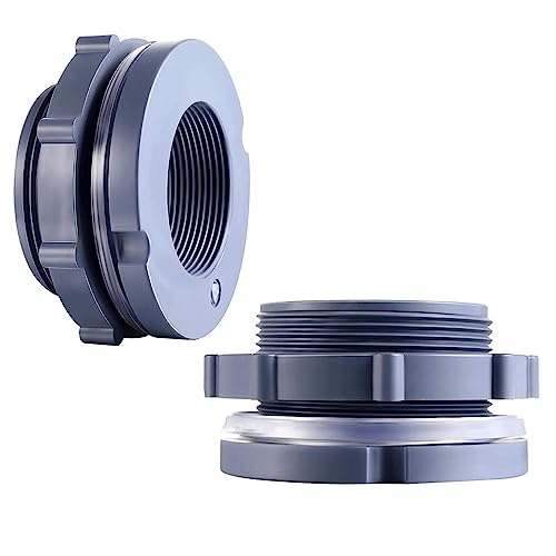 2 Pieces PVC Bulkhead Fitting 1Inch /1.5 inch Plastic Pipe Connector