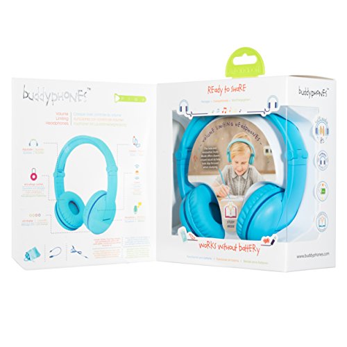 Wireless Bluetooth Headphones for Kids - BuddyPhones PLAY | Kids Safe Volume Limited to 75, 85 or 94 dB | Foldable with 14-Hour Battery Life | Optional Cable for Audio Sharing | Blue - Thumbnail 7