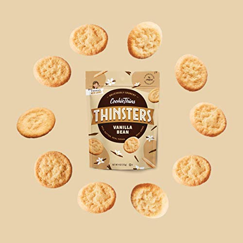 Thinsters Cookie Thins Vanilla Bean, 4 Ounce (Pack of 12), Non GMO, Peanut Free
