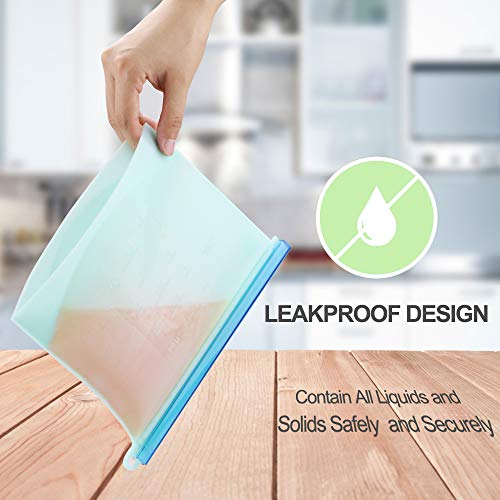 Reusable Silicone Food Storage Bags (Set of 6)-2xLarge 50oz, 4xMedium 30oz, Sungwoo Airtight Seal Food Preservation Bags/Food Grade/Versatile Container for Vegetable, Liquid, Snack, Meat, Sandwich - Thumbnail 2