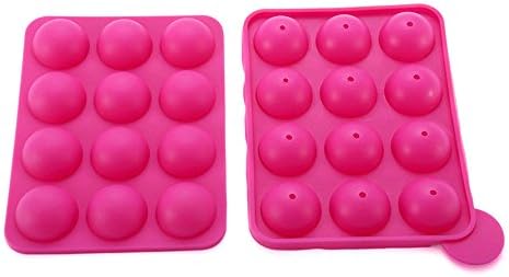 Comkit 12-Cavity Round Silicone Mold Tray for Pop Cake, Hard Candy, Lollipop, Party Cupcake, Ice cream with Sticks, Suitable for Hand Baking, Baby Shower,Graduation