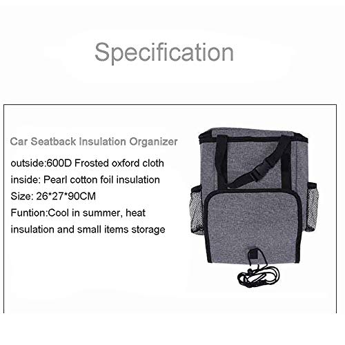 Westspark Car Seat Back Heat Insulation Organizer, Auto Back Seat Hanging Cooler Bag Travel Storage Multi- Pocket Heat-Preservation Insulated Wrap Bottle Bag with Mesh Pockets - Thumbnail 7