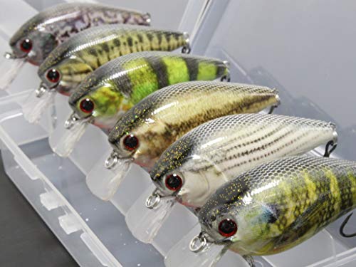 6 Hard Baits Fishing Lures in One Tackle Box Crankbait RealSkin Painting for Bass Fishing HC25KB