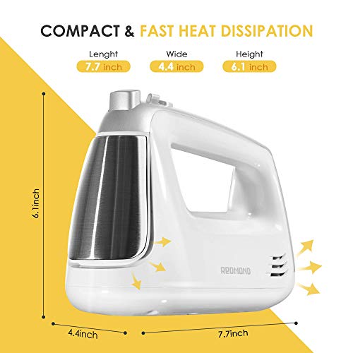 Hand Mixer Electric, REDMOND Handheld Mixer 5Speed Compact with Turbo