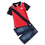 AJia Little Boys' Clothing Sets Polo Tshirt and Denim Shorts Suit
