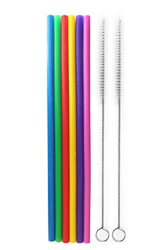 Tegion Reusable Standard Size Silicone Replacement Straight Straws for 16oz, 20 oz, 24 oz ,30 oz acrylic tumblers 8 pack