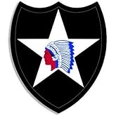 JR Studio 3x4 inch 2nd Infantry Shield Shaped Indian Head Sticker (Army SSI Second) Vinyl Decal Sticker Car Waterproof Car Decal Bumper Sticker