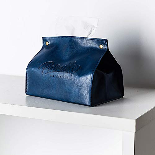 MDZF SWEETHOME PU Leather Tissue Box Cover Facial Tissue Box Holder Tissue Bag Dispenser for Home, Bedroom, Office, Car or Decoration, Blue - Thumbnail 4