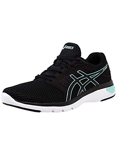 ASICS Womens Gel Moya Fabric Low Top Lace Up, Black/Black/Aruba Blue, Size 6.5
