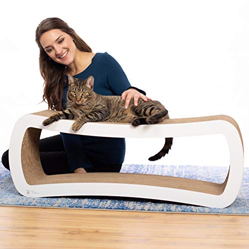 PetFusion Jumbo Cat Scratcher Lounge, White. 39 x 11 x 14 inch (lwh